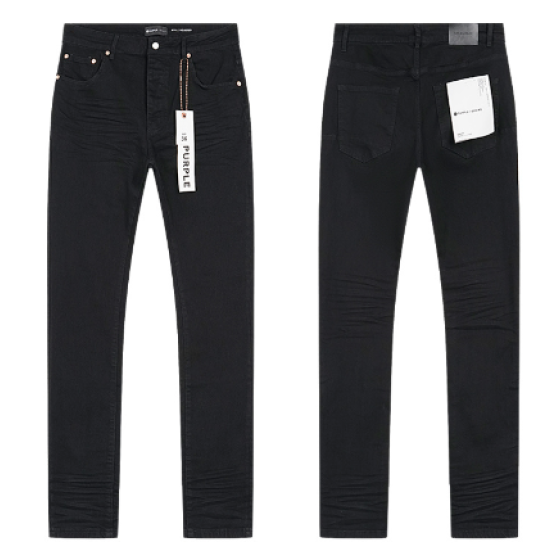 Black Slim Denim Jeans with Classic Whiskering Fading